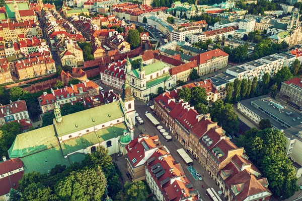 Óváros Varsóban Vörös Tetővel Lengyelország Felülről Utazás Szabadtéri Európai Háttér — Stock Fotó