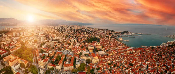 Panoramic View City Split Croatia Sunset Sea Travel Destinations Concept — Stock Photo, Image