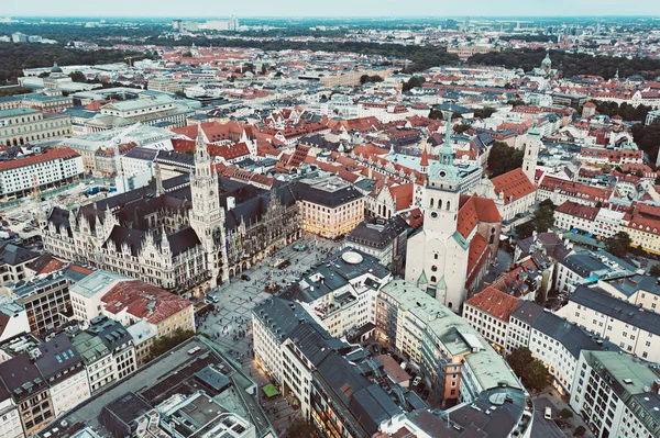 德国慕尼黑的Marienplatz 从上往下看 旅游景点地标 — 图库照片