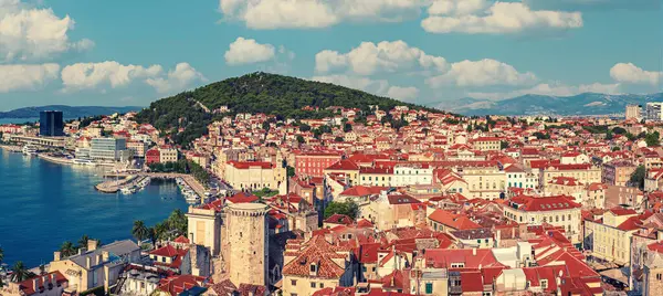 Vista Panorámica Desde Arriba Ciudad Split Croacia Ciudad Antigua Concepto — Foto de Stock