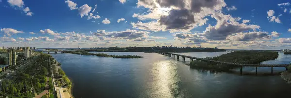 Dnieper River Kiev Aerial Drone View — Stock Photo, Image