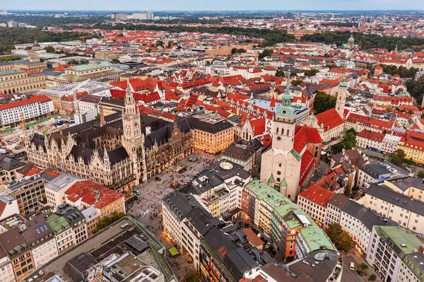 Marienplatz Münchenben Németországban Kilátás Felülről Úti Cél Mérföldkő Jogdíjmentes Stock Képek
