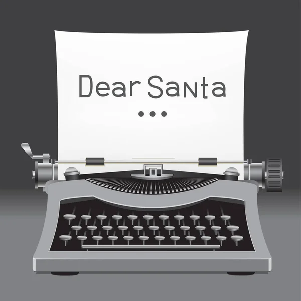Santa Dopis Psacím Stroji Tmavém Pozadí Vánoční Prázdninová Zpráva — Stockový vektor