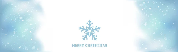 Winter Weihnachten Schneefall Textbereich Banner Vorlage Urlaub Winterliche Dekoration Blau — Stockvektor