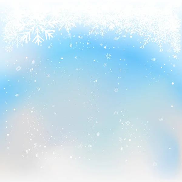 Karácsonyi Kék Téli Hóesés Háttér Téli Dekoráció Felhők Hulló Háttérben — Stock Vector