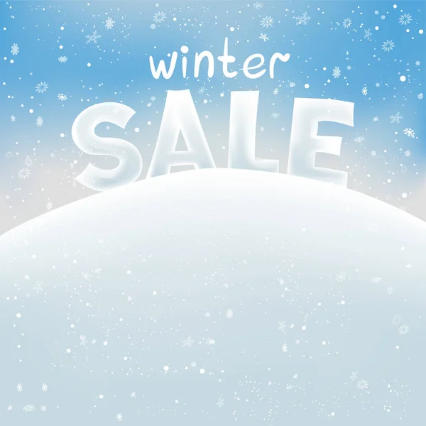 Zimní Vánoční Prodej Text Sněžení Sněžení Sezóna Dovolená Promo Slevy — Stockový vektor