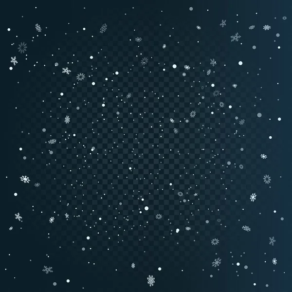 暗い夜の背景にクリスマスの冬の降雪 休日の雪の装飾の背景 — ストックベクタ