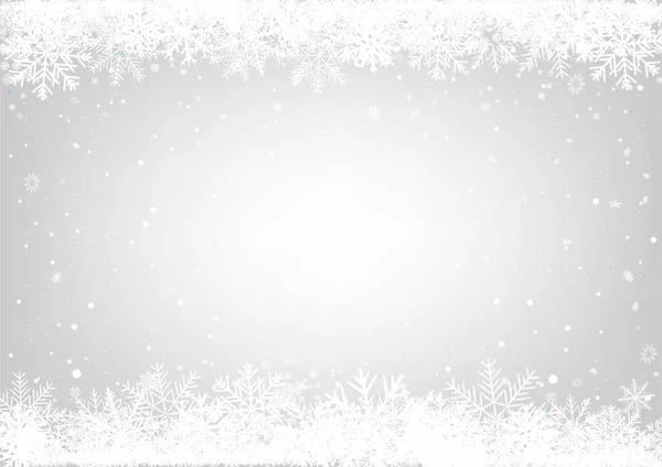 Christmas Holiday Snowflakes Dacoration Gray Backdrop Winter Snow Ornament Frame — Stock Vector