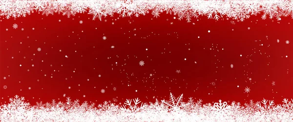 Christmas Holiday Snowfall Red Backdrop Winter Decoration Sky Clouds Falling — Stock Vector