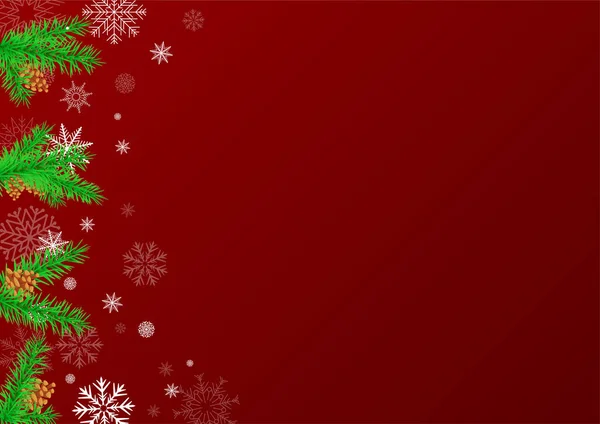 冬季圣诞装饰在深红色背景 新年问候空复制空间背景模板 — 图库矢量图片