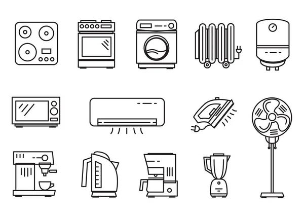 Energy Consuming Household Appliances Icon Set Isolated White Background Iron — Stock Vector