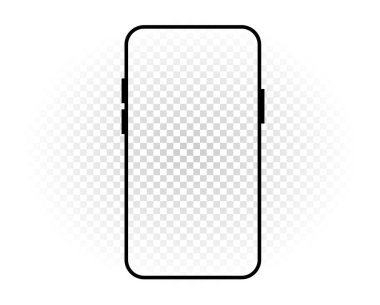 Black smartphone template with transparent screen on white background Mock of mobile empty screen device illustration