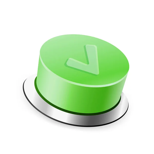 Green Approved Button Shadow White Background Confirm Sign Symbol Template — Wektor stockowy