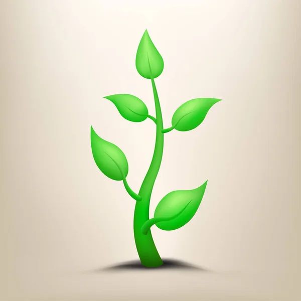 コーヒーの背景に緑の植物芽 緑の葉と豊かな茶色の背景との間に印象的なコントラストを作り出し 自然植物は発芽しています — ストックベクタ