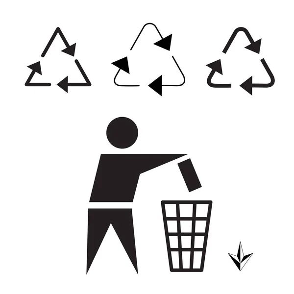 Eco Adesivo Triagem Lixo Para Sinal Reciclagem Isolado Fundo Branco — Vetor de Stock