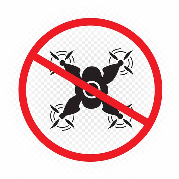 Nenhum Símbolo Sinal Drones Voadores Etiqueta Isolada Fundo Transparente Branco — Vetor de Stock