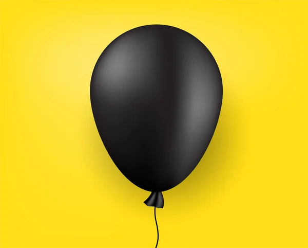 Balão Malha Preta Inflado Com Sombra Sobre Fundo Amarelo Desenhos — Vetor de Stock