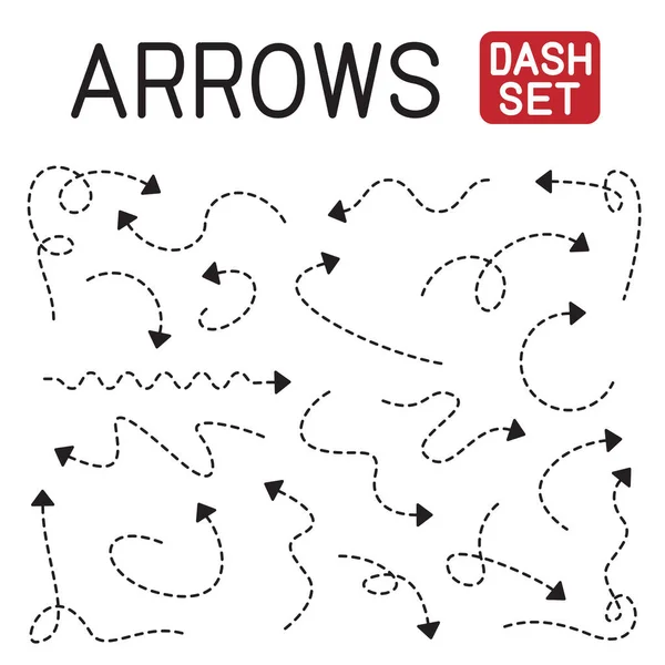 Dash Arrow Sign 상징은 배경에 분리되어 있습니다 손으로 점선으로 장식용 — 스톡 벡터