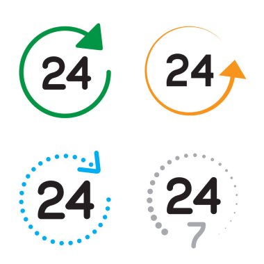 Servis çalışması beyaz arkaplanda 24 saat izole edilmiş bir işaret simgesi