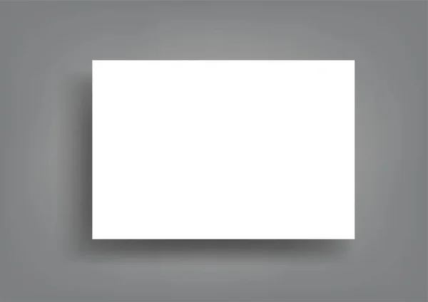 グレーの背景に影の白い板のバナー ライトペーパーの背景テンプレート シンプルな長方形のデザインモックアップ要素 — ストックベクタ