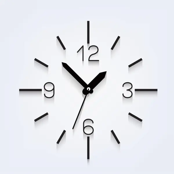 Horloge Moderne Murale Noire Avec Ombre Sur Fond Maillé Clair — Image vectorielle