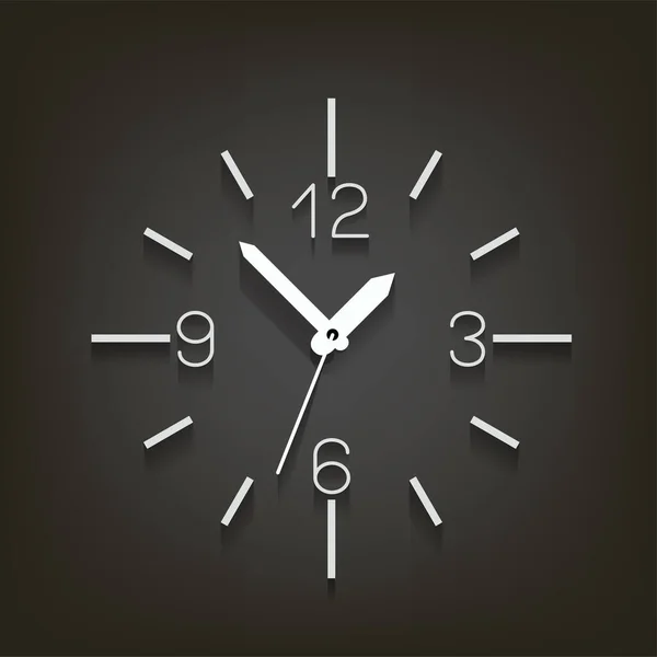 Relógio Moderno Parede Branca Com Sombra Fundo Malha Escura Modelo — Vetor de Stock
