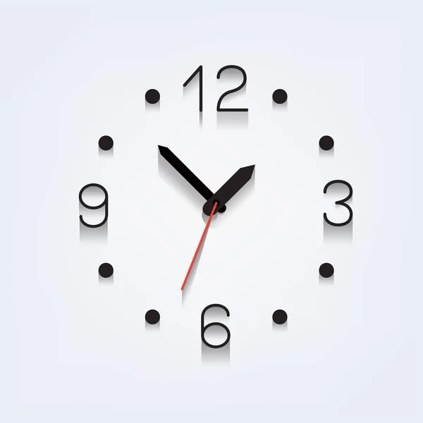 Horloge Murale Ronde Noire Minuterie Avec Ombre Sur Fond Maillé — Image vectorielle