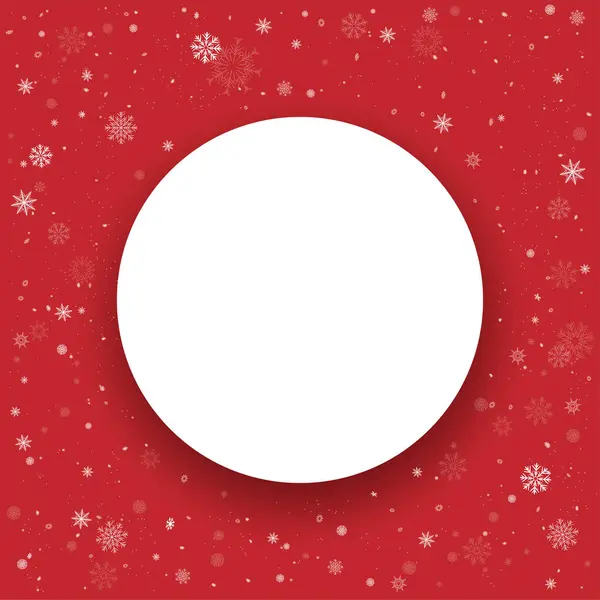 Boże Narodzenie Okrągłe Zdjęcie Ramki Czerwony Wzór Koła Zimowe Wakacje — Wektor stockowy