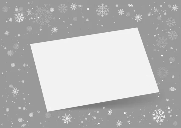 Christmas Greeting Business Card Template Snow Shadow Gray Background Holiday — Stock Vector