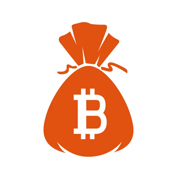 배경에 Cryptocurrency Btc Moneybag 아이콘 블록체인 암호화폐 — 스톡 벡터
