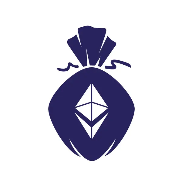 Ethereum Pengar Väska Tecken Symbol Isolerad Vit Bakgrund Cryptocurrency Eth — Stock vektor
