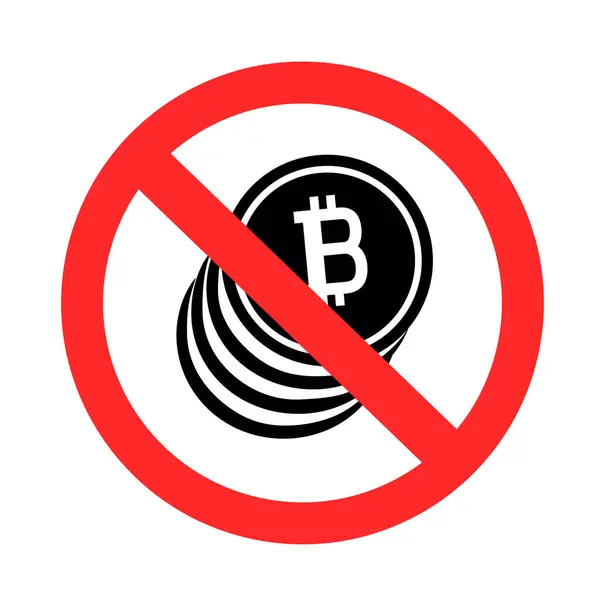 Geen Crypto Valuta Betalen Symbool Pictogram Geïsoleerd Witte Achtergrond Verbod — Stockvector