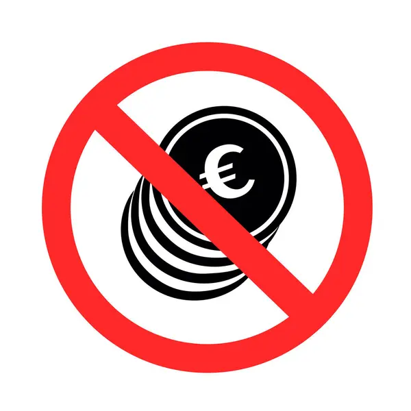 没有货币支付符号图标孤立在白色背景上 禁止金圆欧元符号贴纸 — 图库矢量图片#