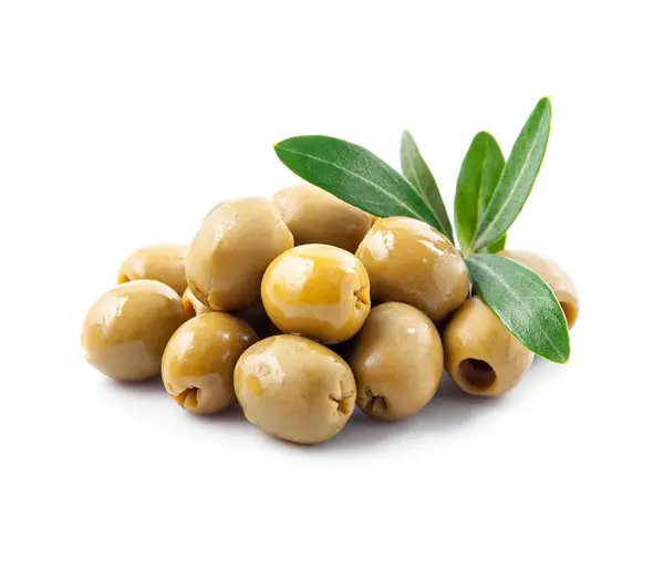 Oliven Mit Blättern Gesunde Ernährung Stockbild