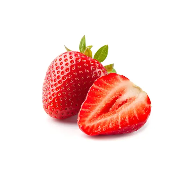 Erdbeerfrüchte Auf Weißem Hintergrund Gesunde Lebensmittelzutat Stockbild