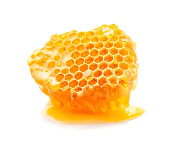 Honeycomb Vit Bakgrund Hälsosamma Livsmedelsingredienser Royaltyfria Stockfoton