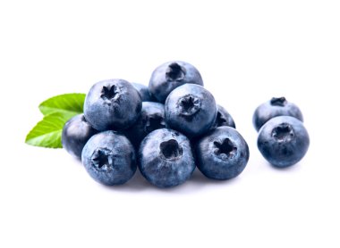 Blueberries with leaves on white backgrounds clipart