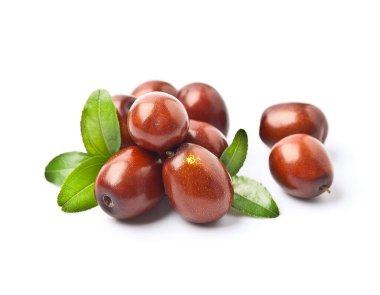 Beyaz zeminli, tatlı hurmalar. Jojoba