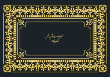 Koyu arkaplanda altın bir süs. Davetiye olarak kullanılabilir. Kitap kapağı. Vektör illüstrasyonu
