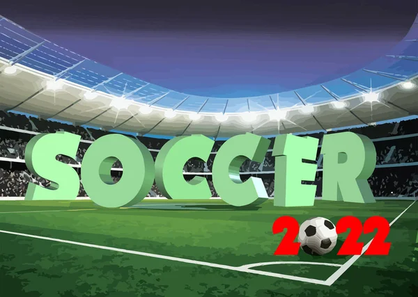 Soccer Abstrait Avec Ballon Sur Terrain Stade Illustration Couleur — Image vectorielle