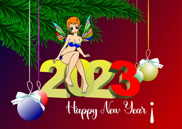 Navidad Año Nuevo 2023 Fondo Medianoche Tarjeta Felicitación Ilustración Vectorial — Vector de stock