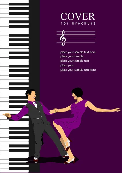 Couverture Abstraite Livre Musical Avec Des Danseurs Rock Rill Illustration — Image vectorielle