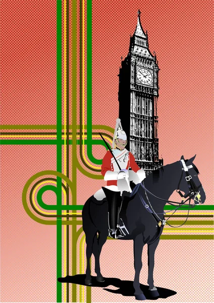 ロンドンの画像付きパンフレットのカバー ベクトル3Dイラスト — ストックベクタ