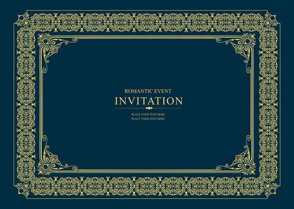 Gold Ornament Dark Background Can Used Invitation Card Book Cover — Stock Vector