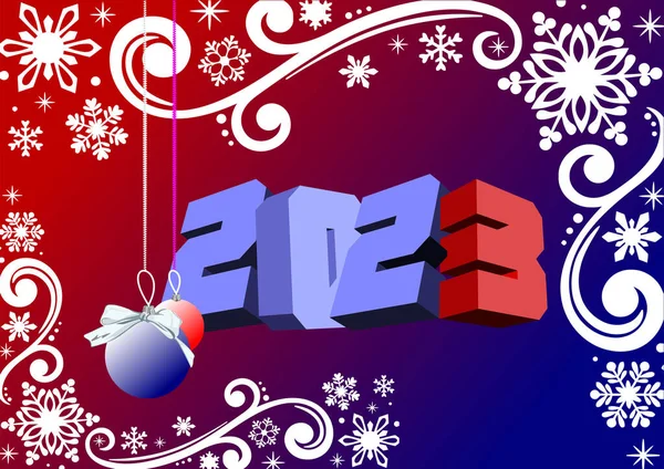 Natale Capodanno 2023 Sfondo Mezzanotte Biglietto Auguri Illustrazione Colori — Vettoriale Stock