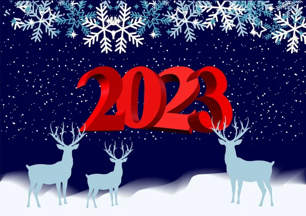 Navidad Año Nuevo Brillo Ciervos Ilustración Vector Color — Vector de stock