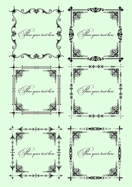 Kalligrafische Elementen Frame Vintage Set Vectorillustratie — Stockvector