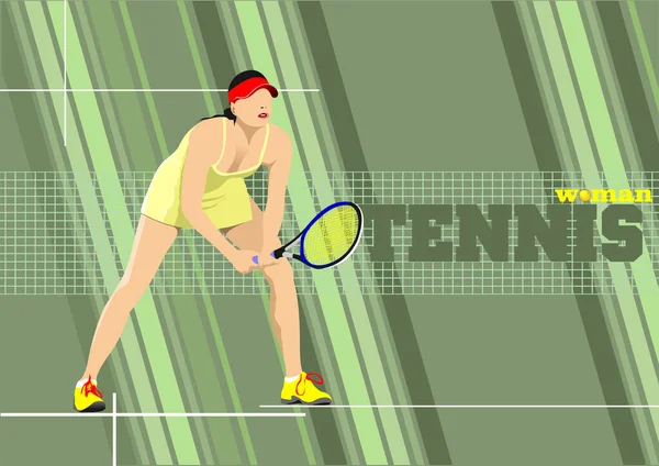 女子テニス選手 デザイナーのためのベクトル3Dイラスト — ストックベクタ