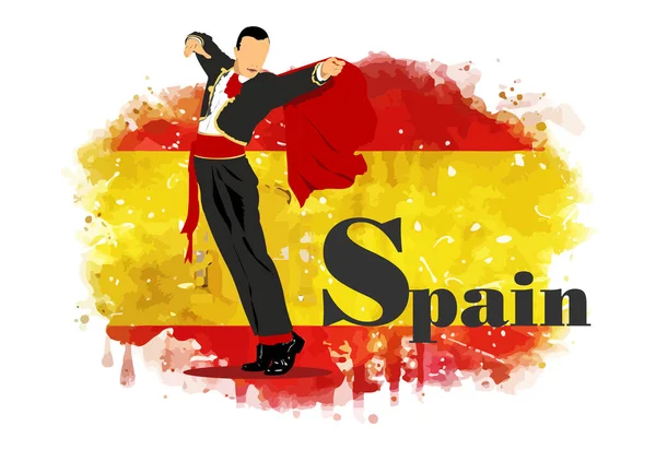 旗のイメージでスペインのシンボル ベクトル3Dイラスト — ストックベクタ