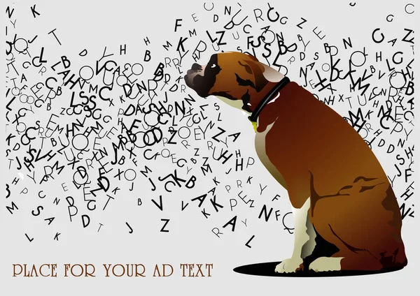 Plaats Voor Advertentie Met Hond Bokser Afbeelding Abstract Kleur Vector — Stockvector